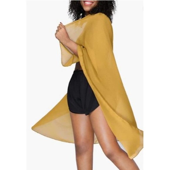 Large MILKFEEL Women Sarong Coverup Beach Wrap Skirt Swimsuit Swim Pareo Yellow - Picture 1 of 6